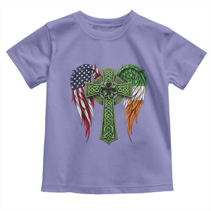 USA Flag Celtic Cross Irish American Toddler T Shirt St Patricks Day Gift TS12 Violet Print Your Wear