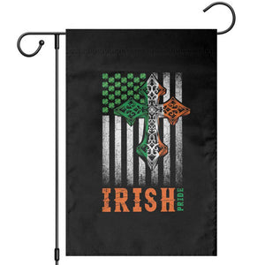 Irish American Pride Celtic Cross USA Flag Garden Flag St Patricks Day Gift TS12 Black Print Your Wear