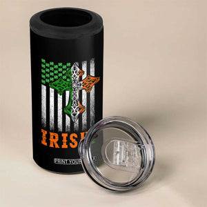 Irish American Pride Celtic Cross USA Flag 4 in 1 Can Cooler Tumbler St Patricks Day Gift TS12 Print Your Wear