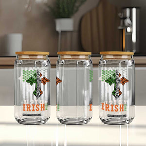 Irish American Pride Celtic Cross USA Flag Glass Can St Patricks Day Gift TS12 Print Your Wear