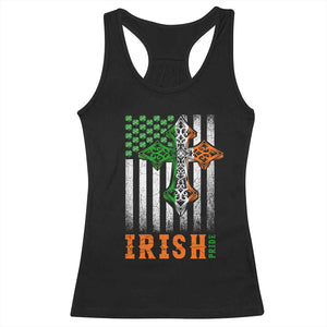 Irish American Pride Celtic Cross USA Flag Racerback Tank Top St Patricks Day Gift TS12 Black Print Your Wear