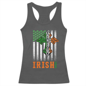 Irish American Pride Celtic Cross USA Flag Racerback Tank Top St Patricks Day Gift TS12 Dark Heather Print Your Wear