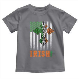 Irish American Pride Celtic Cross USA Flag Toddler T Shirt St Patricks Day Gift TS12 Charcoal Print Your Wear