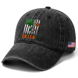 Irish American Pride Celtic Cross USA Flag Washed Cotton Baseball Cap St Patricks Day Gift TS12 Print Your Wear