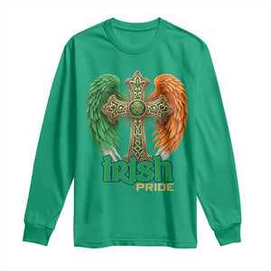 Irish Pride Celtic Cross Long Sleeve Shirt Christian Gift TS12 Irish Green Print Your Wear