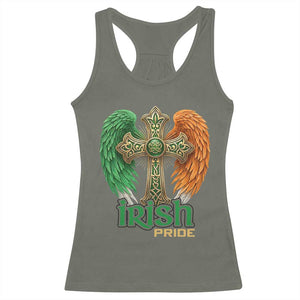 Irish Pride Celtic Cross Racerback Tank Top Christian Gift TS12 Military Green Print Your Wear