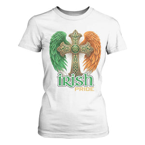 Irish Pride Celtic Cross T Shirt For Women Christian Gift TS12 White Print Your Wear