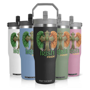 Irish Pride Celtic Cross Flip Straw Tumbler Christian Gift TS12 Print Your Wear