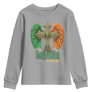 Irish Pride Celtic Cross Youth Sweatshirt Christian Gift TS12 Sport Gray Print Your Wear