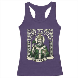 Saint Patrick Pray For Us Racerback Tank Top St Patricks Day Religious Gift TS12 Purple Print Your Wear