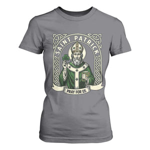 Saint Patrick Pray For Us T Shirt For Women St Patricks Day Religious Gift TS12 Charcoal Print Your Wear