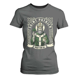 Saint Patrick Pray For Us T Shirt For Women St Patricks Day Religious Gift TS12 Dark Heather Print Your Wear