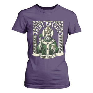 Saint Patrick Pray For Us T Shirt For Women St Patricks Day Religious Gift TS12 Purple Print Your Wear