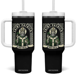 Saint Patrick Pray For Us Tumbler With Handle St Patricks Day Religious Gift TS12 One Size: 40 oz Black Print Your Wear