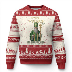 Saint Patrick Ora Pro Nobis Ugly Christmas Sweater Irish Christian Prayer TS12 Beige Red Print Your Wear