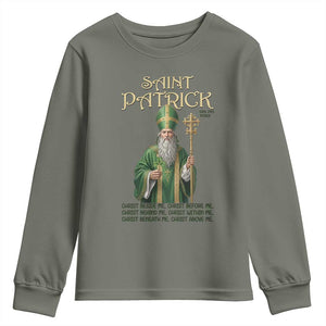 Saint Patrick Ora Pro Nobis Youth Sweatshirt Irish Christian Prayer TS12 Military Green Print Your Wear