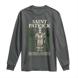 Saint Patrick Breastplate Prayer Long Sleeve Shirt Irish Christian Gift TS12 Dark Heather Print Your Wear