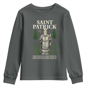 Saint Patrick Breastplate Prayer Youth Sweatshirt Irish Christian Gift TS12 Dark Heather Print Your Wear