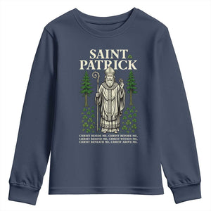 Saint Patrick Breastplate Prayer Youth Sweatshirt Irish Christian Gift TS12 Navy Print Your Wear