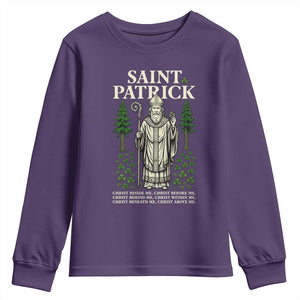 Saint Patrick Breastplate Prayer Youth Sweatshirt Irish Christian Gift TS12 Purple Print Your Wear
