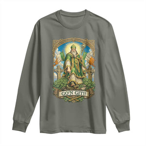 Funny Saint Patrick Go'n Git Snake Long Sleeve Shirt St Patricks Day TS12 Military Green Print Your Wear