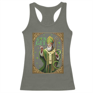 Saint Patrick Go'n Git Racerback Tank Top Funny St Patricks Day Snake Legend TS12 Military Green Print Your Wear