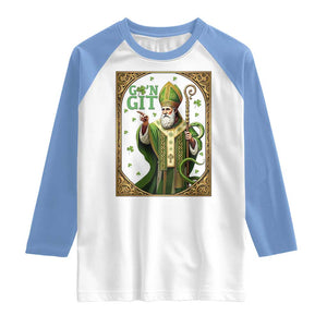 Saint Patrick Go'n Git Raglan Shirt Funny St Patricks Day Snake Legend TS12 White Carolina Blue Print Your Wear