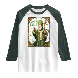 Saint Patrick Go'n Git Raglan Shirt Funny St Patricks Day Snake Legend TS12 White Dark Forest Green Print Your Wear