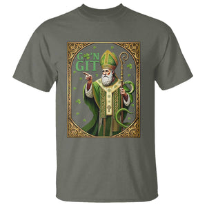 Saint Patrick Go'n Git T Shirt Funny St Patricks Day Snake Legend TS12 Military Green Print Your Wear