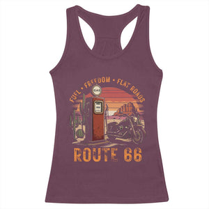 Vintage Route Highway 66 Gas Pump Racerback Tank Top Fuel Freedom Flat Roads TS12 Maroon Print Your Wear