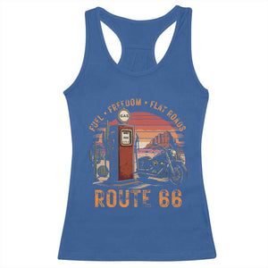 Vintage Route Highway 66 Gas Pump Racerback Tank Top Fuel Freedom Flat Roads TS12 Royal Blue Print Your Wear