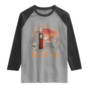 Vintage Route Highway 66 Gas Pump Raglan Shirt Fuel Freedom Flat Roads TS12 Sport Gray Black Print Your Wear