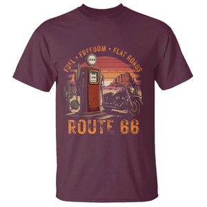 Vintage Route Highway 66 Gas Pump T Shirt Fuel Freedom Flat Roads TS12 Maroon Print Your Wear