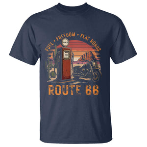 Vintage Route Highway 66 Gas Pump T Shirt Fuel Freedom Flat Roads TS12 Navy Print Your Wear