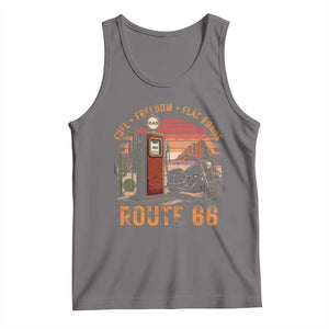 Vintage Route Highway 66 Gas Pump Tank Top Fuel Freedom Flat Roads TS12 Deep Heather Print Your Wear