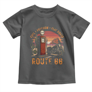 Vintage Route Highway 66 Gas Pump Toddler T Shirt Fuel Freedom Flat Roads TS12 Dark Heather Print Your Wear