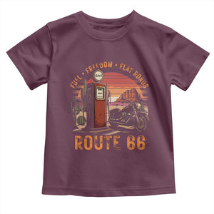 Vintage Route Highway 66 Gas Pump Toddler T Shirt Fuel Freedom Flat Roads TS12 Maroon Print Your Wear