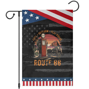 Vintage Route Highway 66 Gas Pump Garden Flag Fuel Freedom Flat Roads TS12 Distressed Black Blue Print Your Wear