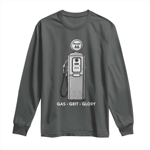 Route Highway 66 Americana Road Trip Long Sleeve Shirt Gas Grill Glory TS12 Dark Heather Print Your Wear