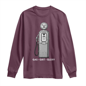 Route Highway 66 Americana Road Trip Long Sleeve Shirt Gas Grill Glory TS12 Maroon Print Your Wear