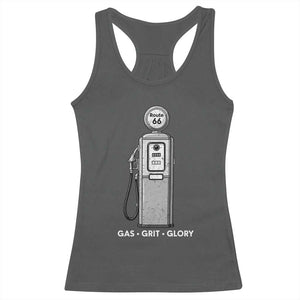 Route Highway 66 Americana Road Trip Racerback Tank Top Gas Grill Glory TS12 Dark Heather Print Your Wear