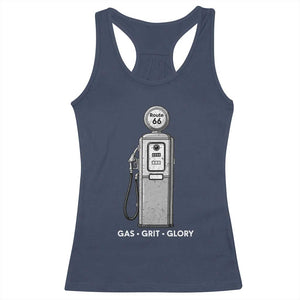 Route Highway 66 Americana Road Trip Racerback Tank Top Gas Grill Glory TS12 Navy Print Your Wear