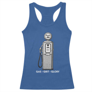 Route Highway 66 Americana Road Trip Racerback Tank Top Gas Grill Glory TS12 Royal Blue Print Your Wear