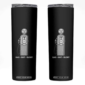 Route Highway 66 Americana Road Trip Skinny Tumbler Gas Grill Glory TS12 Black Print Your Wear
