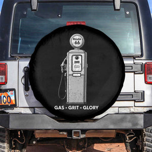 Route Highway 66 Americana Road Trip Spare Tire Cover Gas Grill Glory TS12 No hole Black Print Your Wear