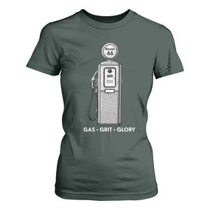 Route Highway 66 Americana Road Trip T Shirt For Women Gas Grill Glory TS12 Dark Forest Green Print Your Wear