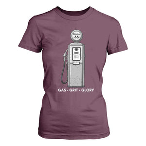 Route Highway 66 Americana Road Trip T Shirt For Women Gas Grill Glory TS12 Maroon Print Your Wear