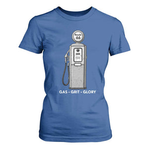 Route Highway 66 Americana Road Trip T Shirt For Women Gas Grill Glory TS12 Royal Blue Print Your Wear