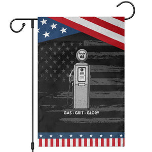 Route Highway 66 Americana Road Trip Garden Flag Gas Grill Glory TS12 Distressed Black Blue Print Your Wear