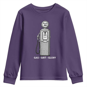 Route Highway 66 Americana Road Trip Youth Sweatshirt Gas Grill Glory TS12 Purple Print Your Wear